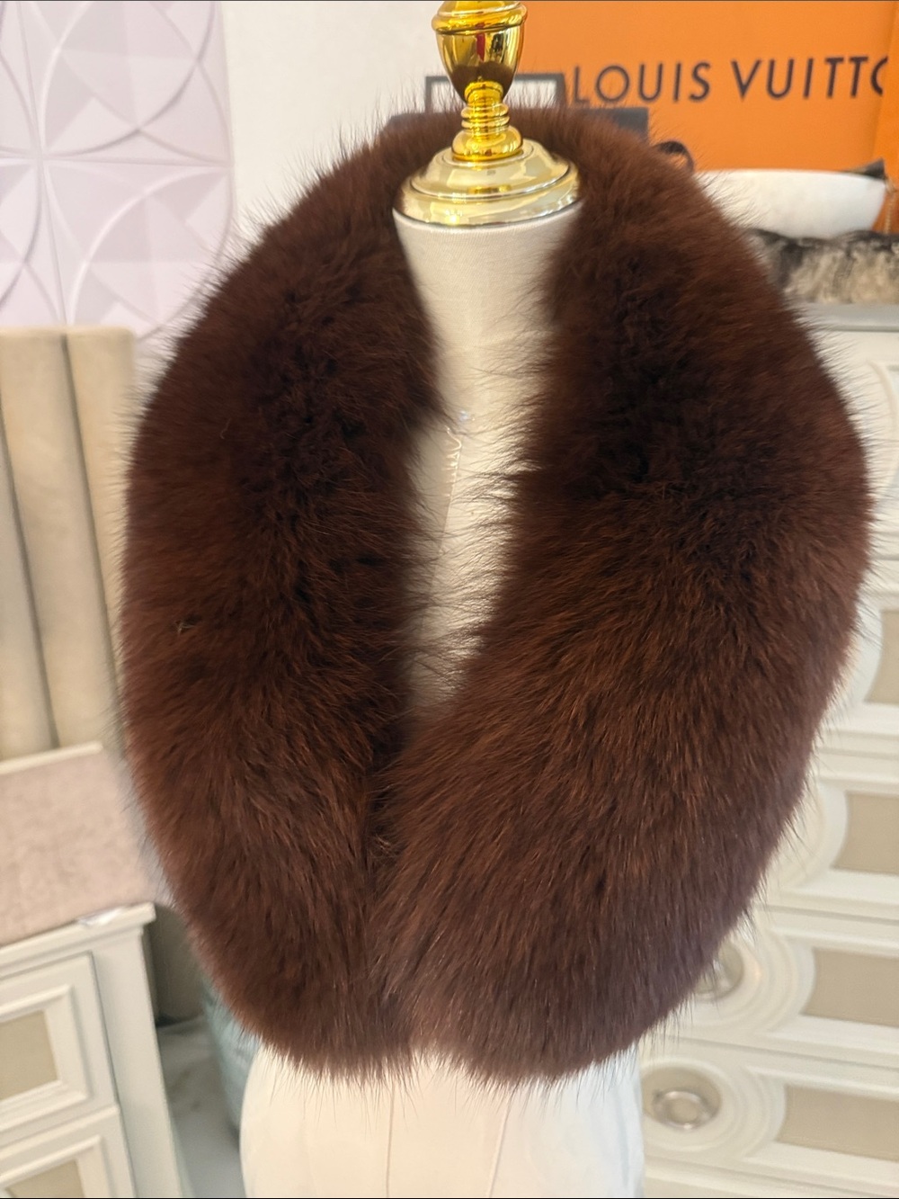 Saga furs thick collar real Fox fur